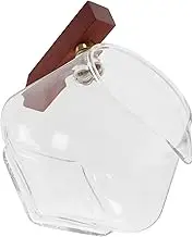 KOCKSHION Solid Wood Handle Milk Gravy Boat Sauce Dispenser Condiment Bowl Glass Material