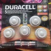 New Duracell Wireless LED Puck Lights w/ Directional Base Remote Control N2