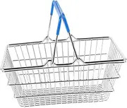 BESPORTBLE Shopping Basket Hamper Mini Shopping Cart Basket Mini Basket Shopping Cart Storage Baskets Basket Mini Storage Basket Grocery Cart Metal Blue