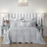 Bianca Florence Bedspread Pillowcase Set French Provincial Design Grey