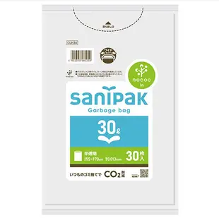 [DOKODEMO] 日本Sani Pack Nocoo垃圾袋30L厚度0.013半透明30件（CUH34）