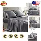 Elegant 6-Piece King Size Satin Sheet Set - Perfect for -Round Relaxation