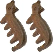Beaupretty 2pcs Cat Shaped Wooden Massage Comb Mini Static Hair Massager for Scalp Stimulation Travel Friendly Design for Home and Office Use