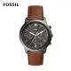 【FOSSIL 官方旗艦館】Neutra新雅仕三眼計時 棕色真皮指針手錶 44 mm FS5512