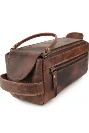 Genuine Lether Toiletry Bag for Men And Women Travel Essential &Organizer