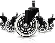 Office Chair Wheels Black, Pack of 5, 3/7 x 7/8 Inch Heavy Duty Chair Wheels Replacement for Scratch-Free, Smooth & Silent Rolling – Suitable for Floors & Carpet