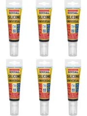 6 x Soudal Universal Silicone Sealant Low Modulus White 80ml
