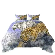 Wild Animal Art White and Orange Tigers Coverlet