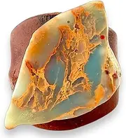 [Generic] Kjgallergy Handcrafted Leather Ring with Natural Agate Gemstone, Irregular Shape, Artisan Cluster Ring, Adjustable Fashion Jewelry, Leather Agate, Agate