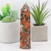 Money Agate Tower, Natural Brecciated Indonesian Blood Stone Point #MABJT333
