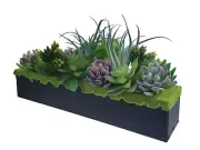 Artificial Succulent Metal Planter Arrangement Potted Succulents Centerpiece