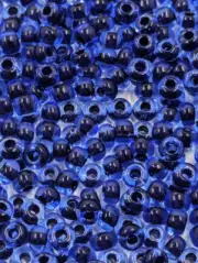 Vintage Transparent Blue Dark Blue Lined Czech Glass Seed Beads 28g 8/0 BB90-113