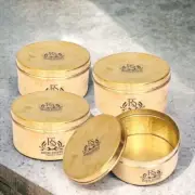 Brass Dry fruit box/Chapati box/lunch box/Round shape Tiffin Box Set Of 4
