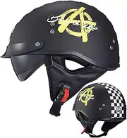 Motorcycle Retro Half Helmet ECE Approved Adult Men Women Vintage German Style Half Face Skull Cap Helmets for Scooter Moped Cruiser Chopper ATV