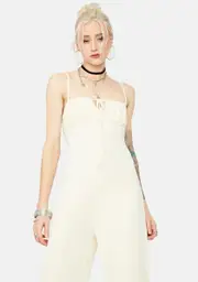 Blanc Ready Or Not Ribbed Tie Front Jumpsuit