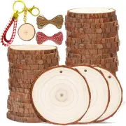 Wood Slices 30 Pcs 3.5-4.0 Inch Natural Rounds Unfinished Wooden Circles Christm