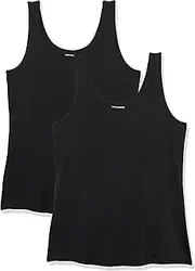 [Amazon Essentials] Women's Tank Top (Available in Plus Size), Pack of 2, Black, 3X