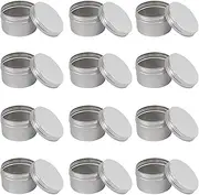 12Pcs 4Oz Metal Candle Tins, Round Cans with Screw Lid for DIY Candle Making & Storage, Lotion Bars, Balms, Spices, Beard Balm (Silver)