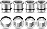 [LADEMAYH] Pain-free Ear Plugs Gauges Stretching Kit, 0.5mm Increments Hypoallergenic Surgical Steel Ear Tunnels & Rubber Rings, Comfy Dead Stretching Expander Body Jewelry for Women & Men