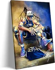 Stephen Curry Poster Canvas Wall Art Basketball Posters Living Room Bedroom Office Wall Decor EMXEE (16x24inch-No Frame,A)