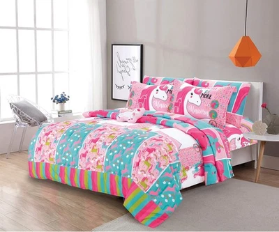 Sapphire Home 4 Piece Unicorn Full Kids Comforter Set - Kids Bedding - Pillow...