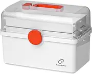 Perfk Family Medical Aid Box Pill Box Storage Box Medical Care Box First Aid Container for Dorms Family Use Hiking Outdoor, white XL