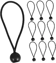 CAXUSD 10pcs Black Bungee Cords with Balls Elastic Tie Down Straps for Securely Fastening Tarpaulins Tents and Cargo During Camping Hiking