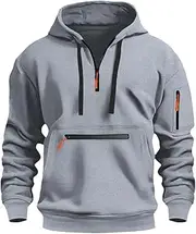[Generic] Men's Spring-Autumn Fashion Hooded Sweatshirts Classic Drawstring Hoode Pullovers With Quarter-Zip