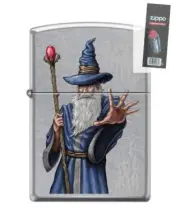 Zippo 82259 wizard old man staff magic fantasy gandalf Lighter + FLINT PACK