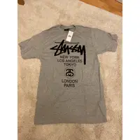 在飛比找蝦皮購物優惠-stussy world tour T恤 灰色 全新 吊牌未