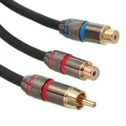 1.6Ft RCA Y Splitter Cable, RCA Male to Dual RCA Female Connector Gold/Black
