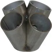 Vibrant Exhaust Collector, Merge, 4-into-1, fits T3 and T3/T4 Turbo inlet flange, 1.50 in. Nominal Primary., Schedule 10 pipe, 304 Stainless Steel, 3.
