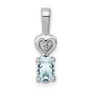 Sterling Silver Rhodium-Plated Aquamarine & Diam. Pendant