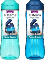 [Sistema] Active Sports Water Bottles | 800 ml | Leakproof Kids Water Bottles | Impact-Resistant Tritan Plastic | BPA-Free | Ocean Blue & Minty Teal | 2 Count