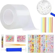 ZCOINS Nano Tape Bubble Kit for Kids, 1 Roll Nano Tape Bubble Balloons with Balloon Inflator, Double Sided Bubble Blowing Gel Tape DIY Craft Kit Party Favors for Adults Girls Boys