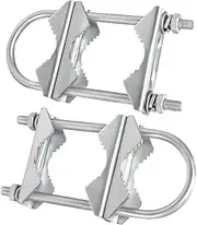Generic 2 Pieces Double Antenna Mast Clamp V Jaw Bracket Sturdy,Heavy Duty for Pipe Mounting Parasols Flag Pole Outside Home Antenna