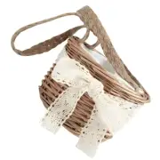 Rattan Shopping Basket Small with Handle Flower Girl Baskets for Weddings Child