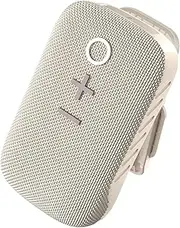 MEE audio goSPKR Wearable Clip-on Bluetooth Speaker with Built-in Magnet, IPX5 Water Resistance, and Built-in Speakerphone w/Microphone for Hands-Free Music & Calls; Connect Up to 2 in Stereo (Beige)