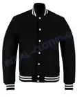 New Varsity Letterman baseball All Black Wool Bomber style Jacket Sizes S~7XL