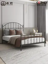 在飛比找樂天市場購物網優惠-床簡約現代 歐式鐵藝床雙人臥室閣樓復式二樓鐵床單人鐵架床1.