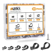 Mankk 222PCS Cable Clips Wire Clips Assortment Kit Nylon Plastic R-Type Cable