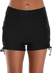 [Generic] Cute Two Piece Bathing Suits for Women Plus Size Shorts Shorts Black Swimming Ladies Boxer Lace Ladies Shorts Spring Plus Size Swimwear Bathing Suit Women Two Piece Plus Size (1-Black, S)