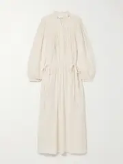 [Marant Étoile] Marant Étoile - Dalida Smocked Cotton-blend Voile Midi Dress - White - FR 36 FR 36 White