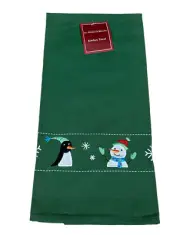 NWT St Nicholas Penguin Snowman Polar Bear Christmas Embroidered Kitchen Towel