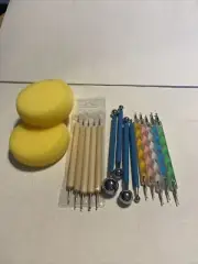 14 Pieces Art Clay Pottery Modeling Sculpting Tools Ceramics Carving 3 Sponges