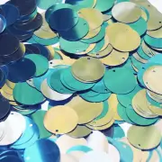 20mm Sequins Top Hole Aqua Light Gold Shiny Metallic Reversible Made in USA