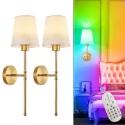 Battery Operated Wall Sconce: Set of 2 Wireless Wall Lights with 2 PACKS Gold