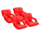 4X Foldable Lounge Cushion Adjustable Floor Lazy Recliner Chair Armrest Red
