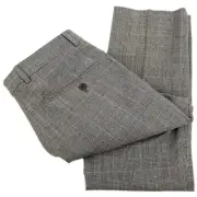 BROOKS BROTHERS Gray Plaid Flat Front Wool Blend Stretch Dress Pants 32 30 NWT