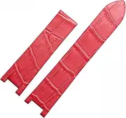 [DCALU] Leatehr Watchband 20 * 12mm Special Fit for Cartier Fit for Pasha W3108/HPI004 Women Watch Strap Bracelet Watch Accessories (Band Color : Hot Pink, Band Width : No Buckle)